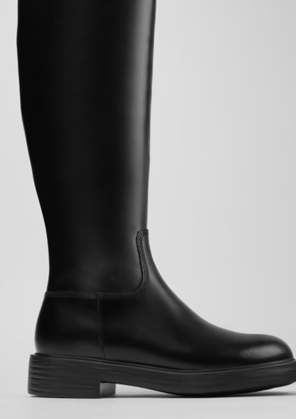 Camper Dean Knee High Leather Boot Black Womens Sz 8 Ortholite Footbed NEW $335